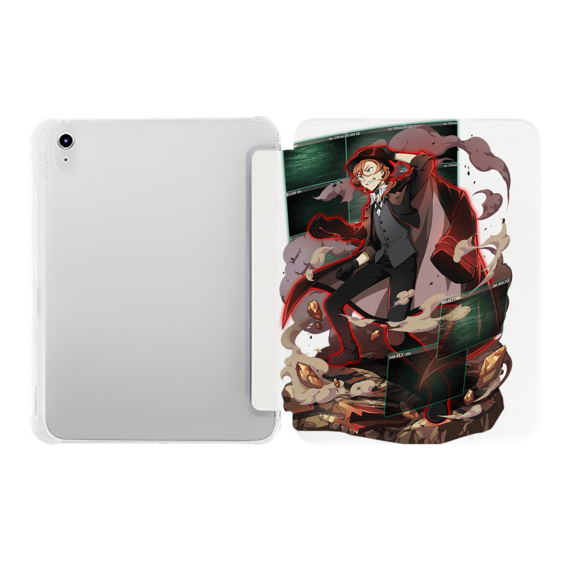 （画像用） 文豪ストレイドッグス Bungo Stray Dogs IPad ケース ペン収納付き 三つ折りスタンド PUレザー×シリコン 対応機種9.5/10.5/10.9インチ